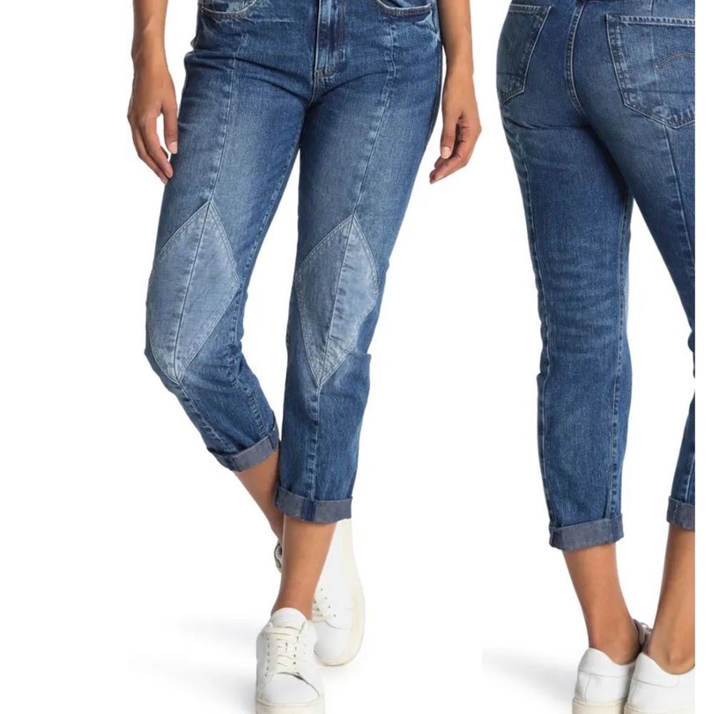 G-STAR RAW | Geometric Knee Patch Boyfriend Jeans New With Tags NWT Size 24